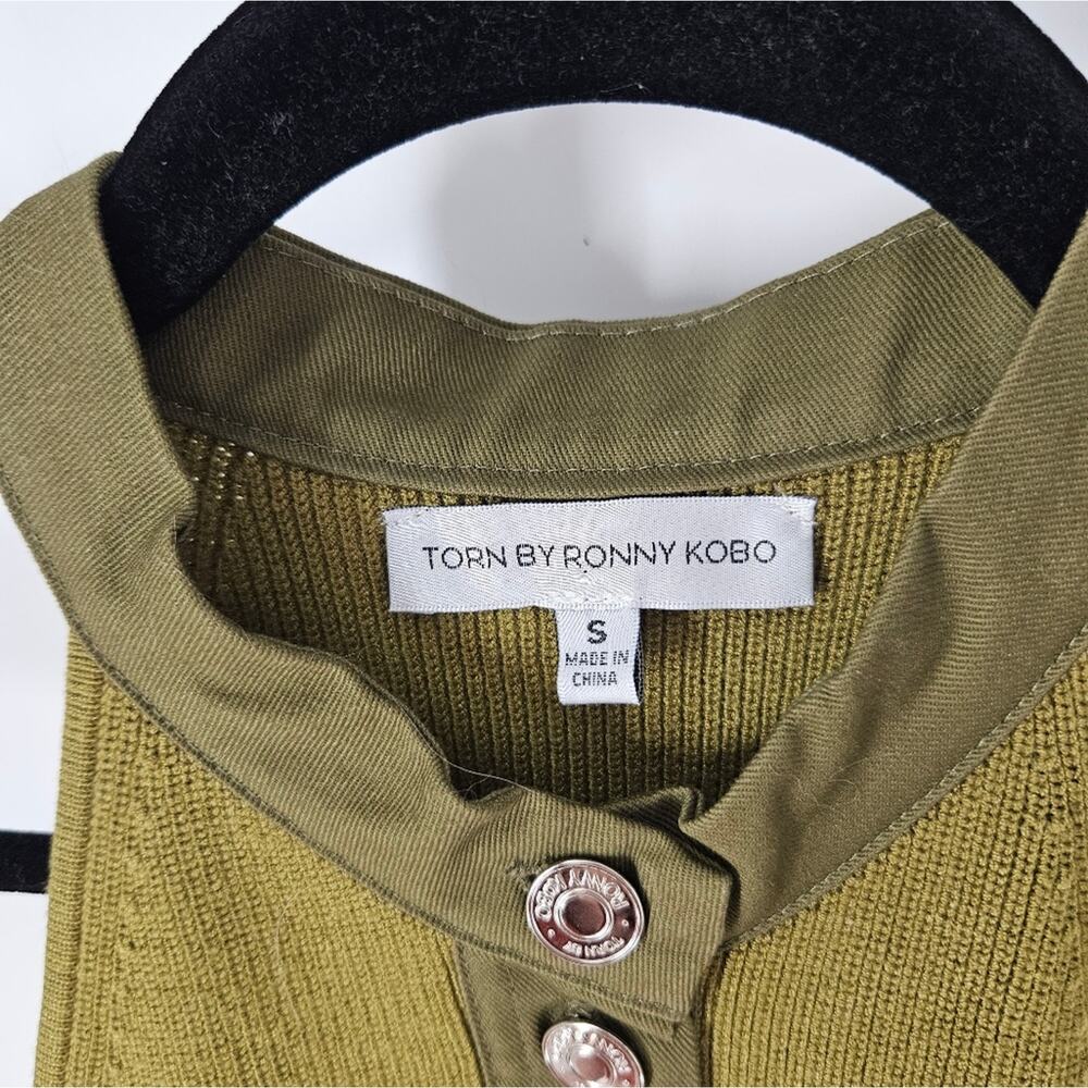 Torn by Ronny Kobo Olive Green Knit Halter Mini Dress - Picture 4 of 5